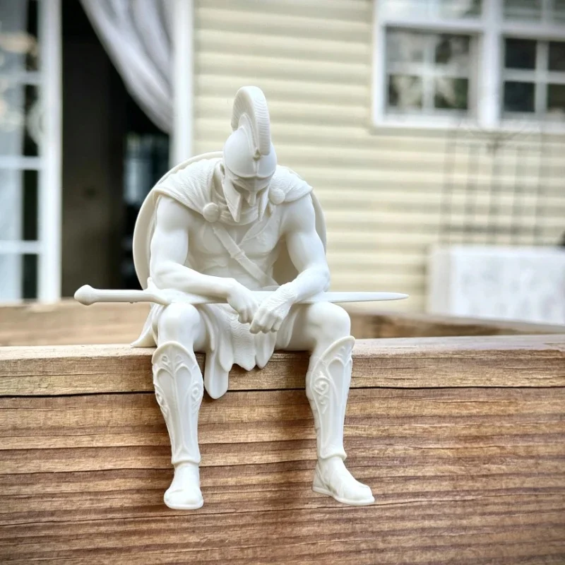 Guerrier antique assis — figurine noire — vue 5