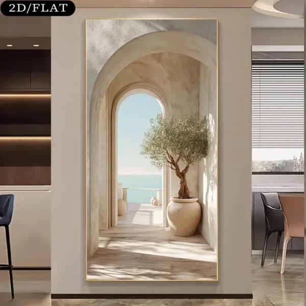 Toile arche méditerranéenne et olivier — sans cadre