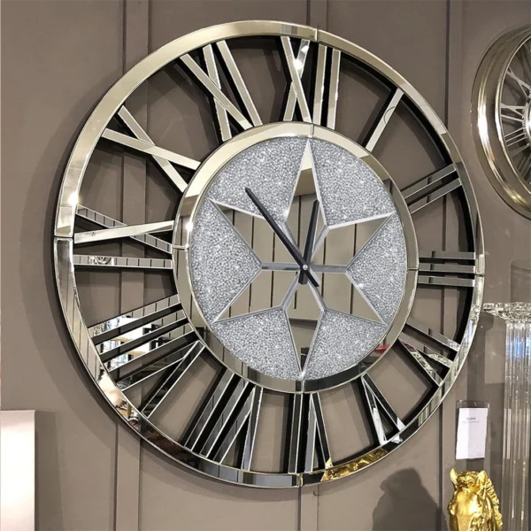 Horloge miroir à chiffres romains — 60 cm