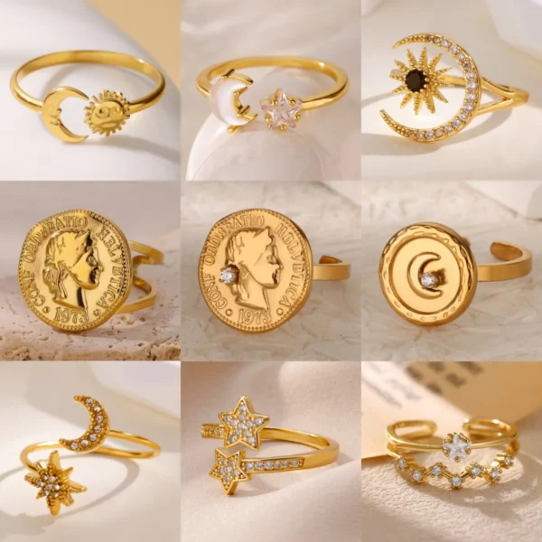 Bagues ajustables à motifs symboliques