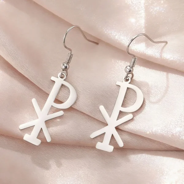 Boucles d’oreilles chrisme Chi-Rho — acier