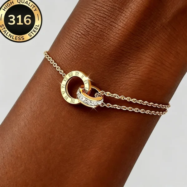 Bracelet double anneau à chiffres romains