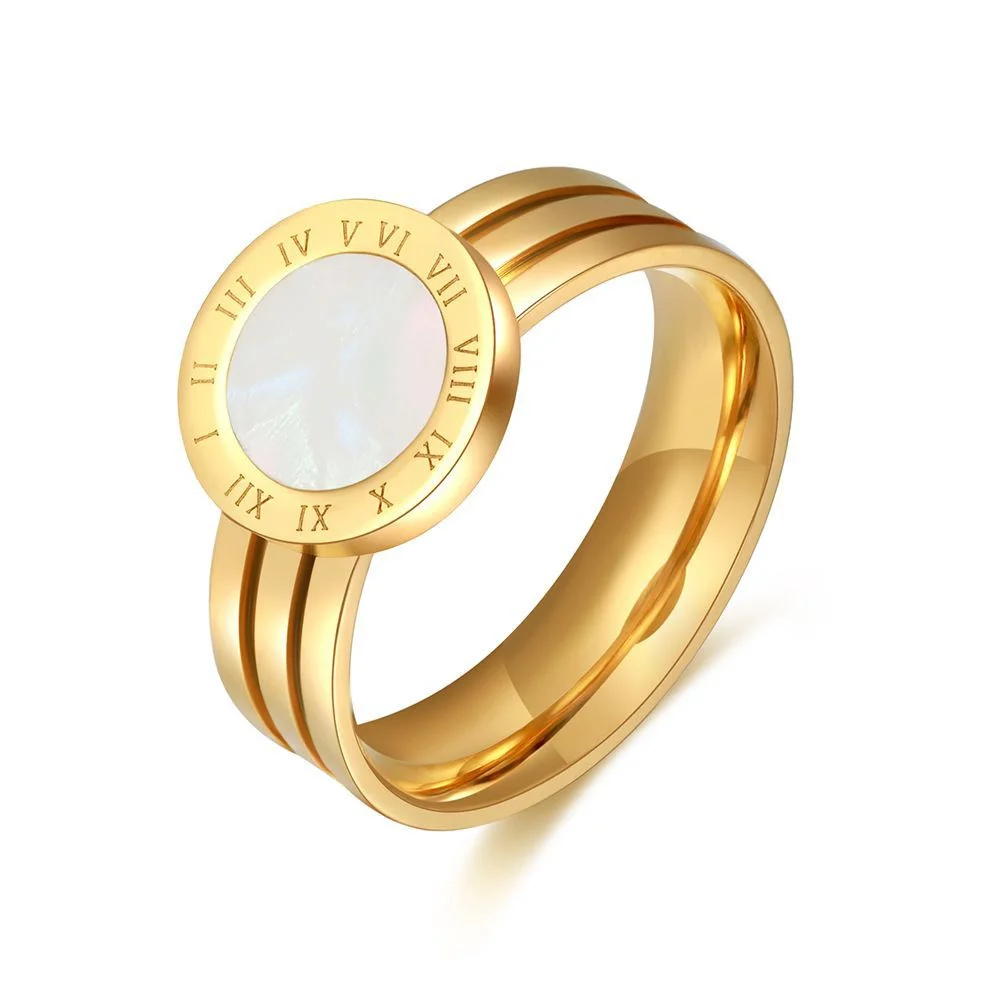 Bague double anneau et médaillon romain — Blanc