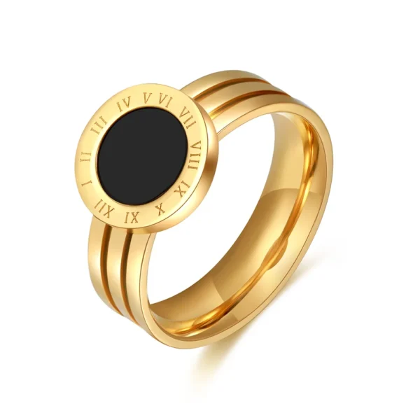 Bague double anneau et médaillon romain — Noir