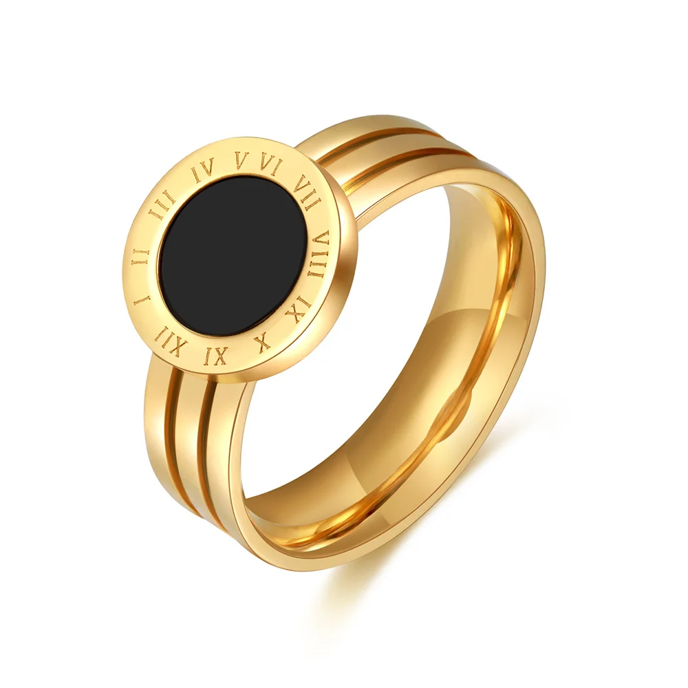 Bague double anneau et médaillon romain — Noir