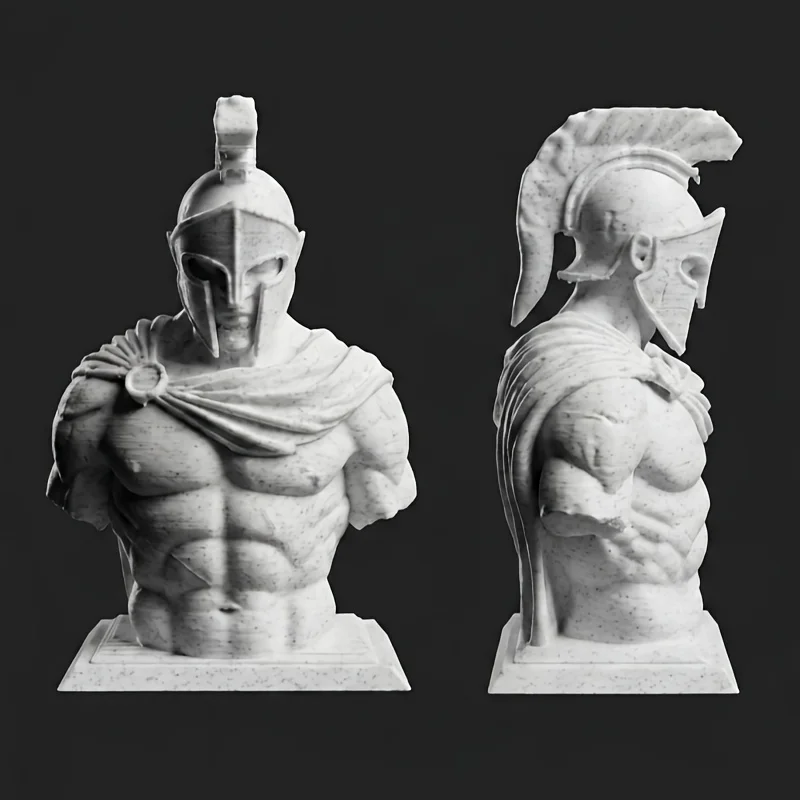 Bustes de guerriers spartiates — collection 3D — vue 3