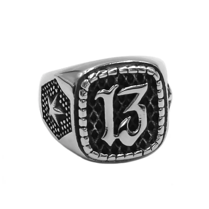 Bague XIII en relief — acier inoxydable — vue 2